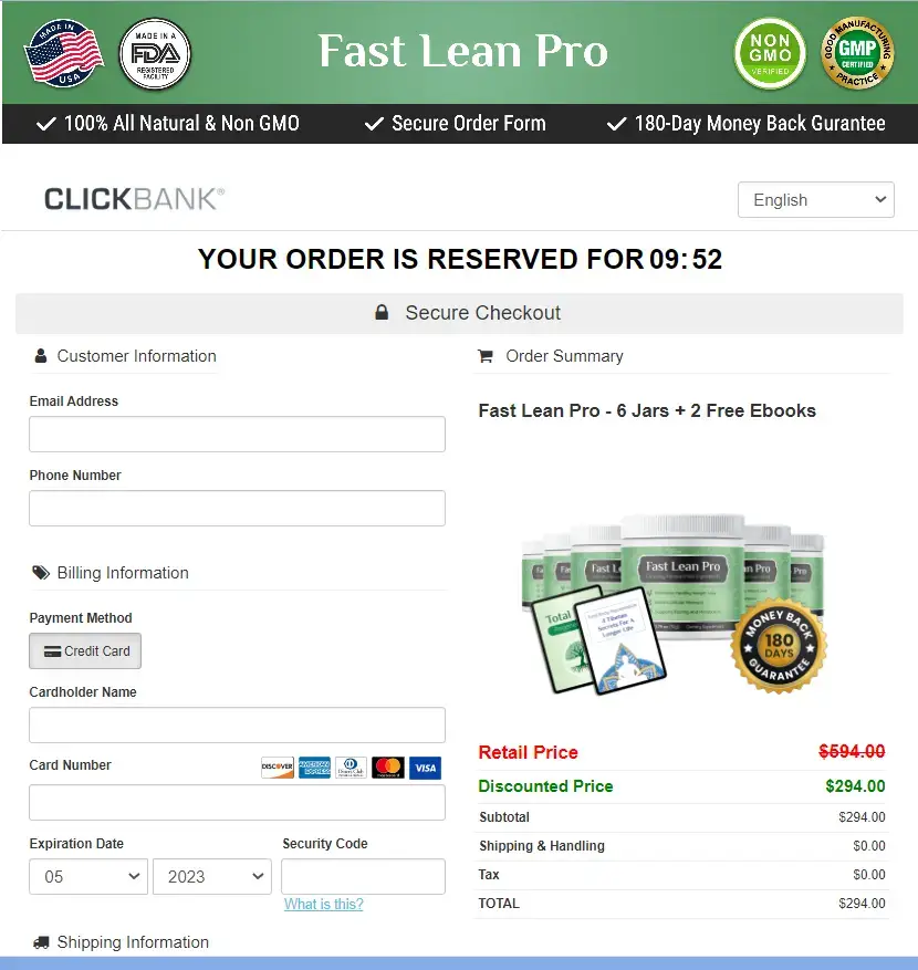 Fast Lean Pro order page